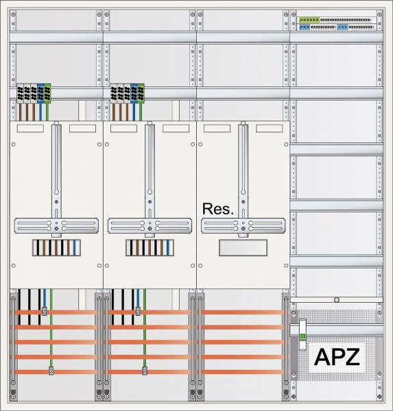 ARDEBO.de - S47ZA721 Zählerschrank 3Pkt 2Z 1R 1V 1APZ, HLAK/Kanal IP43 SK2, 5-polig, BxHxT: 