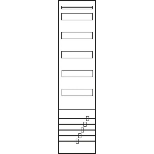 Abn VS17 Verteilerfeld 1V mit Schienen, AnKlemmen 1V5, 5-polig, BxH: 250x1050mm