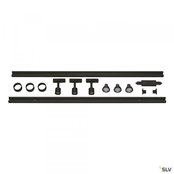 Slv 143190 1PHASEN-HOCHVOLT-SET, LED GU10 51 mm, schwarz, inkl. 2x1 m Hochvoltschien