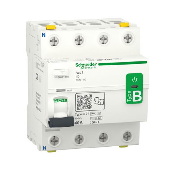 Schneider Electric A9Z64440 Fehlerstrom-Schutzschalter Allstromsensitiv iID, 4P, 40A, Typ B-SI, 300