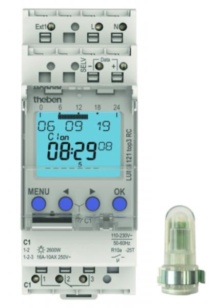 Theben LUNA 121 top3 AL Dämmerungsschalter mit Zeitschaltuhr, Aufbau-Lichtsensor, 1 Kan
