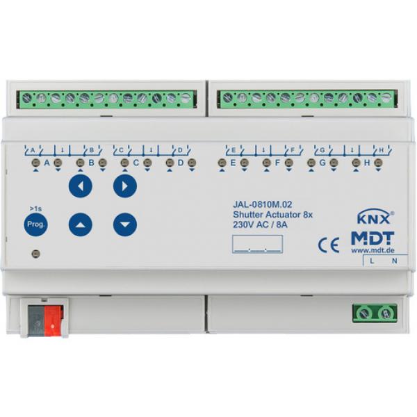 MDT technologies JAL-0810M.02 Jalousieaktor 8-fach mit Fahrzeitmessung, 8TE, REG, 8 A, 230 V AC