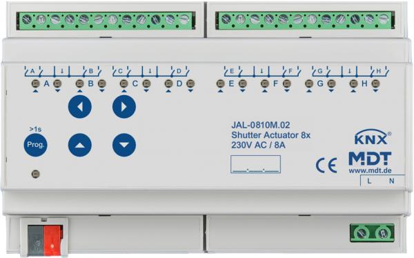 MDT technologies JAL-0810M.02 Jalousieaktor 8-fach mit Fahrzeitmessung, 8TE, REG, 8 A, 230 V AC