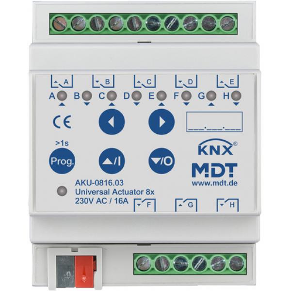 MDT technologies AKU-0816.03 Universalaktor 8-fach, 4TE, REG, 16 A, 230 V AC, 100 µF, 15 EVG