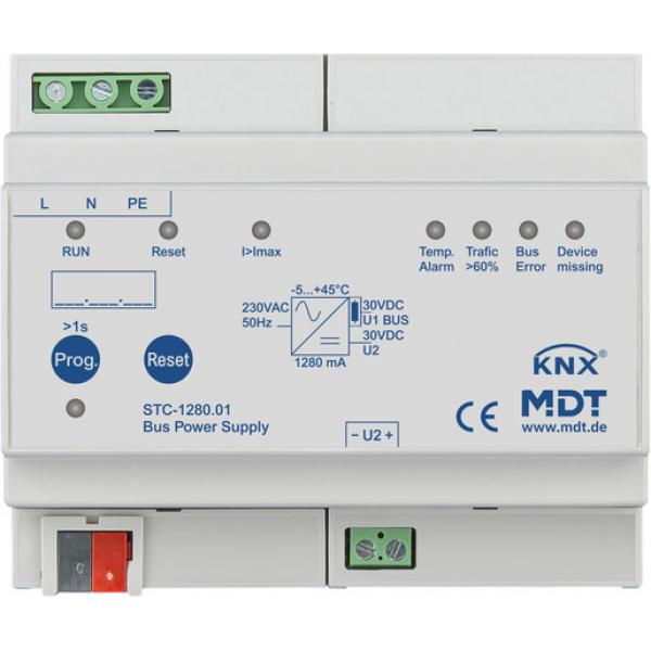 MDT technologies STC-1280.01 Busspannungsversorgung mit Diagnosefunktion, 6TE, REG, 1280 mA