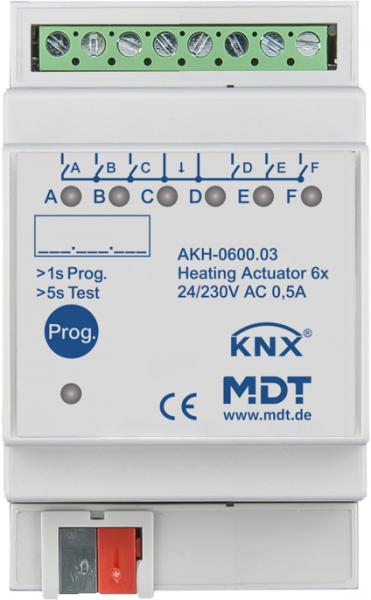 MDT technologies AKH-0600.03 Heizungsaktor 6-fach, 3TE, REG, 24-230 V AC