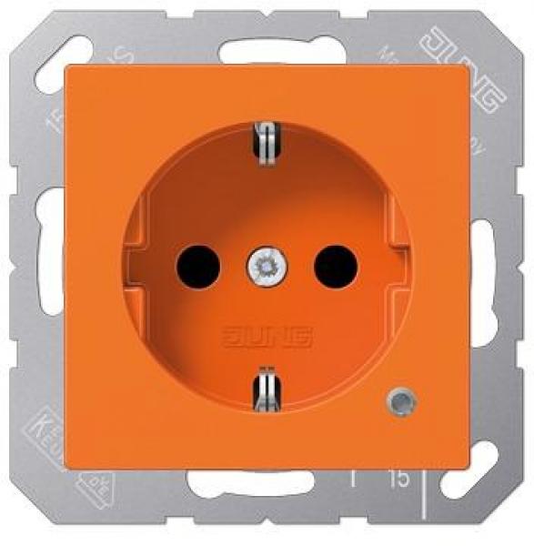 ARDEBO.de Jung A 1520 BFKO O Schuko Steckdose 16A 250V, Thermoplast hochglänzend, mit LED, orange (für ZSV)