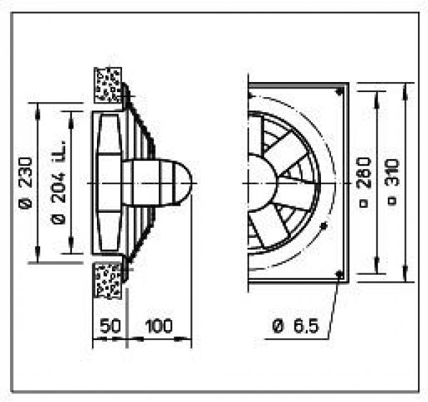 Helios HQW 200/4 TK Axial Hochleistungsventilator 200mm, 520 m³/h, 1360 U/min (7537)