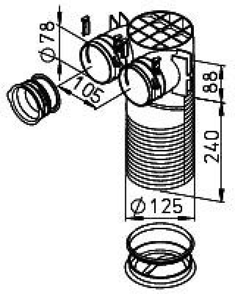 Helios FRS-DWK 2-75/125 Decken-/Wandkasten-Ventilanschluss (3857)