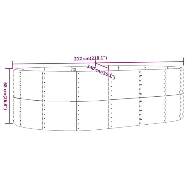 Hochbeet Grau 212x140x68 cm Pulverbeschichteter Stahl