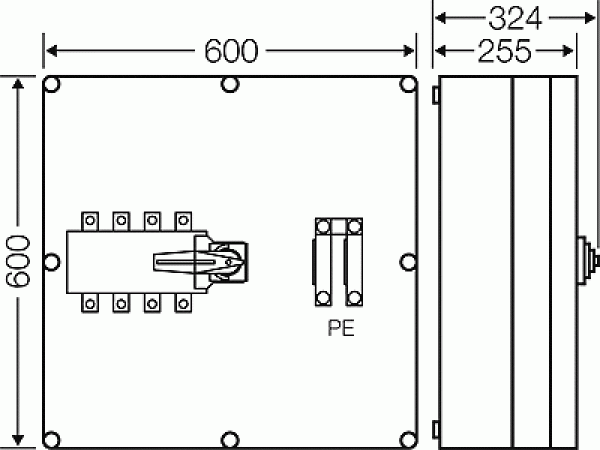 Hensel MI7882 Netzumschaltergehäuse, 4polig + PE, grau, 600 mm