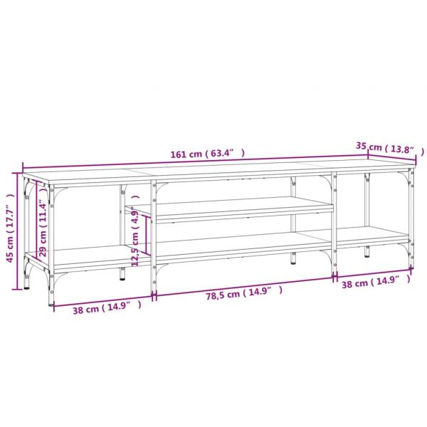 TV-Schrank Braun Eichen-Optik 161x35x45cm Holzwerkstoff & Eisen