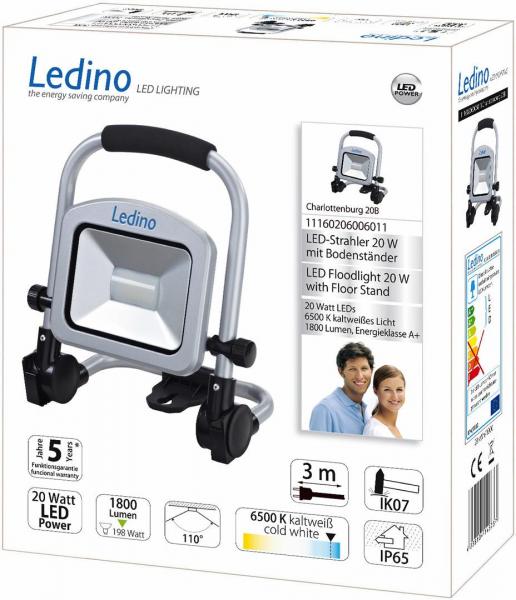 Ledino Charlottenburg 20B LED-Standstrahler, 20W, 6500K, silber (11160206006011)