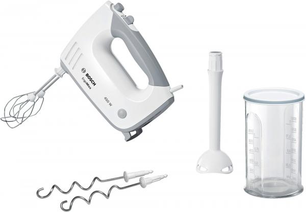 ARDEBO.de Bosch ErgoMixx MFQ36440 Handmixer, 450 W, 5 Geschwindigkeitsstufen, spülmaschinengeeignet, weiß