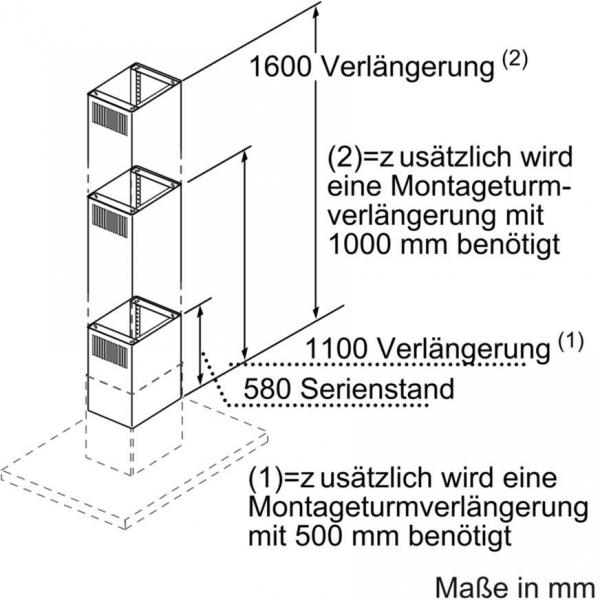Bosch DHZ1255 Kaminverlängerung, 1600 mm, Edelstahl
