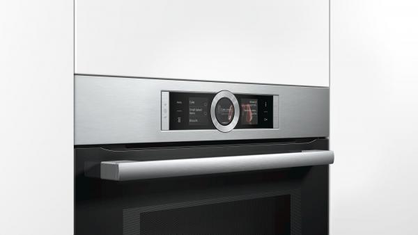 Bosch HMG6764S1 Serie 8 Einbau-Backofen mit Mikrowellenfunktion, 800 W, 67l, PerfectBake, Pyrolyse, Edelstahl