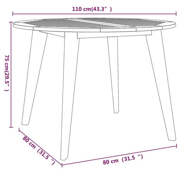 Gartentisch Ø110x75 cm Massivholz Akazie