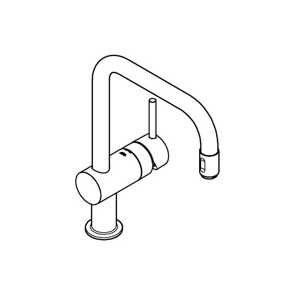 GROHE Minta 32067 Einhebelmischer, DN15, Hochdruck, U-Auslauf, schwenkbarer Rohrauslauf, chrom (32067000)