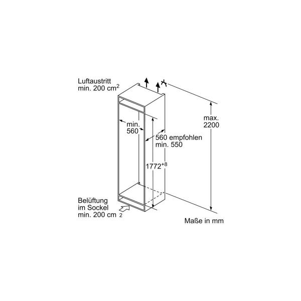 Bosch KIF86PFE0 Serie 8 Einbau Kühl-Gefrierkombination, Nischenhöhe: 177,5cm, 223L, Festtürtechnik, NoFrost, VarioShelf