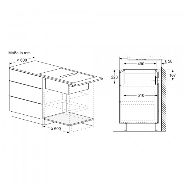 Bosch PVQ811F15E Serie 6 EEK: B Kochfeld mit Dunstabzug, Induktion, Glaskeramik, 80 cm breit, rahmenlos, Schwarz