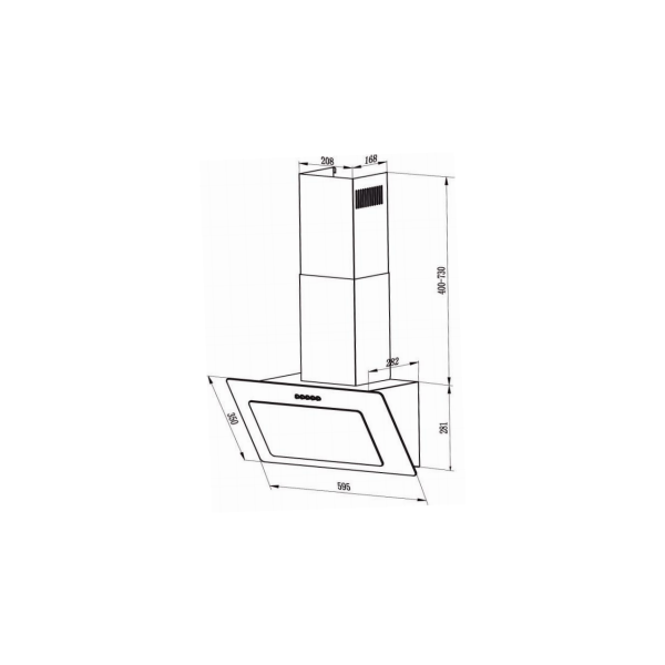 Exquisit KFD 61-8 sw EEK: B Kopffrei-Dunstabzugshaube, 54 cm breit, Abluft/Umluft, Drucktasten, schwarz