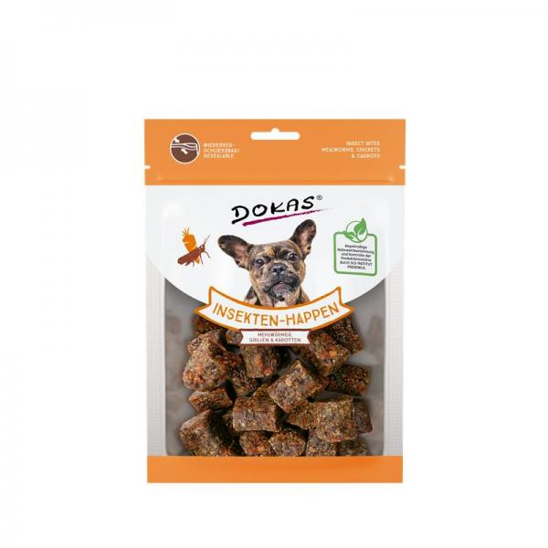 ARDEBO.de Dokas Dog Insekten-Happen Mehlwürmer, Grillen, Karotte100 g