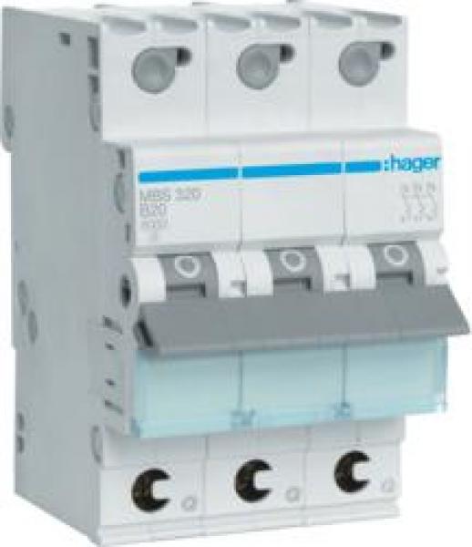 ARDEBO.de Hager MBS320 Leitungsschutzschalter 3-Polig, 6kA, B-Charakteristik, 20A, QuickConnect, 3 Module