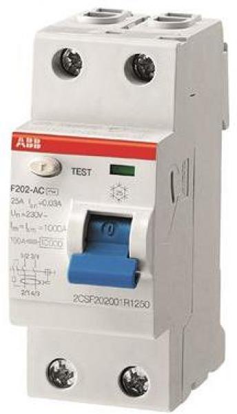 ARDEBO.de ABB F202A-25/0,3 FI-Schalter 25A/0,3mA, 2-Polig, Typ A (2CSF202101R3250)