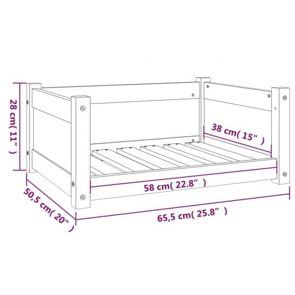 Hundebett Schwarz 65,5x50,5x28 cm Massivholz Kiefer