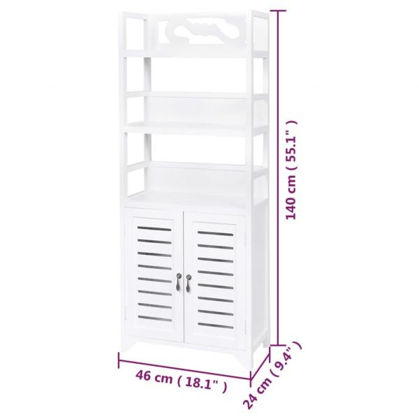 Vitrinenschrank Weiß 46x24x140 cm Massivholz Paulownia