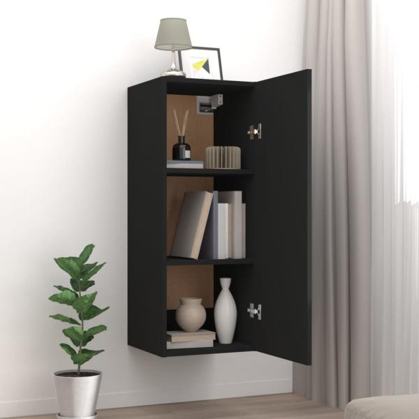 Wandschrank Schwarz 34,5x34x90 cm Holzwerkstoff