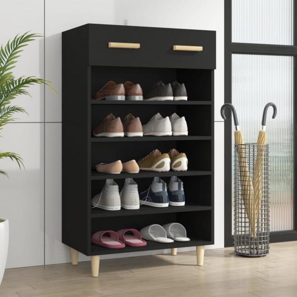 ARDEBO.de - Schuhschrank Schwarz 60x35x105 cm Holzwerkstoff