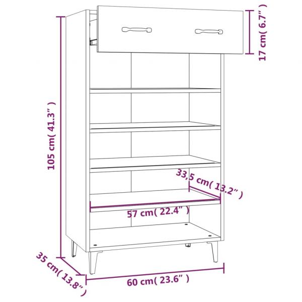 Schuhschrank Weiß 60x35x105 cm Holzwerkstoff