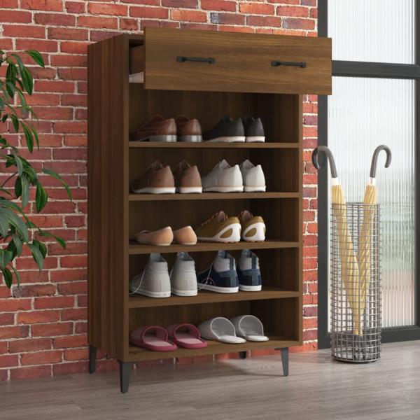 Schuhschrank Braun Eichen-Optik 60x35x105 cm Holzwerkstoff