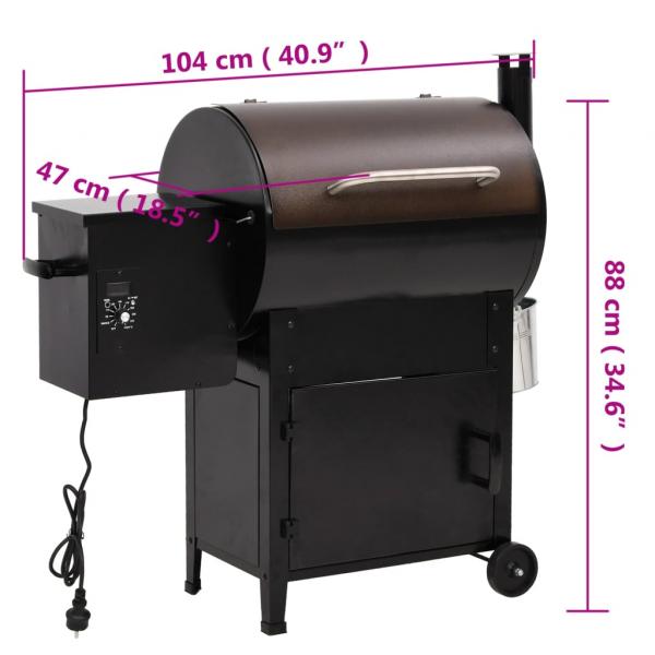 Pelletgrill mit Schornstein Schwarz 104 cm Eisen