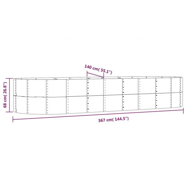 Hochbeet Silbern 367x140x68 cm Pulverbeschichteter Stahl