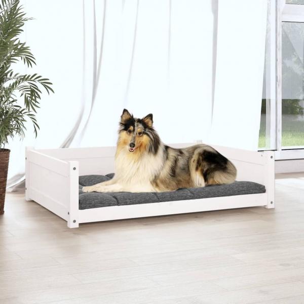 Hundebett Weiß 95,5x65,5x28 cm Massivholz Kiefer