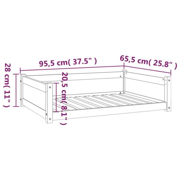 Hundebett Weiß 95,5x65,5x28 cm Massivholz Kiefer