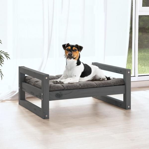 Hundebett Grau 55,5x45,5x28 cm Massivholz Kiefer