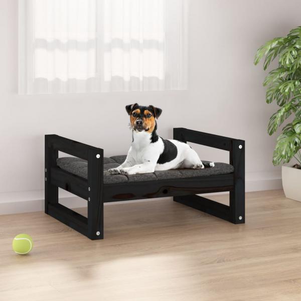 ARDEBO.de - Hundebett Schwarz 55,5x45,5x28 cm Massivholz Kiefer