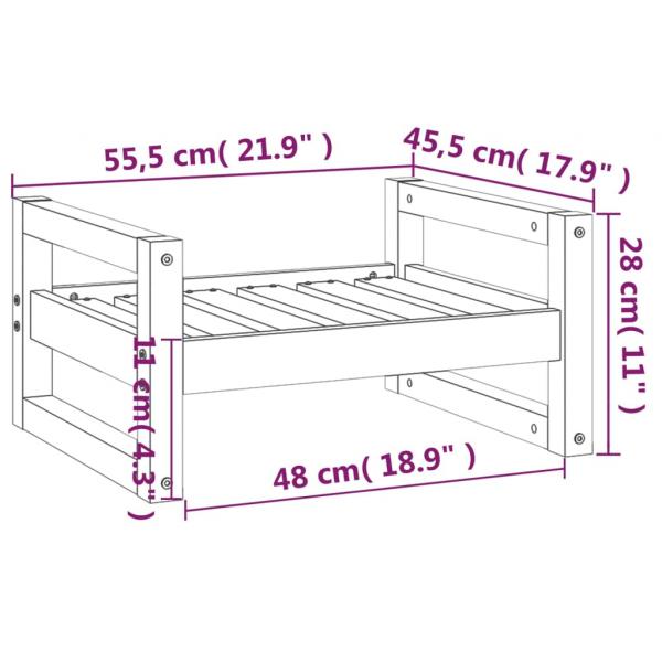 Hundebett Schwarz 55,5x45,5x28 cm Massivholz Kiefer