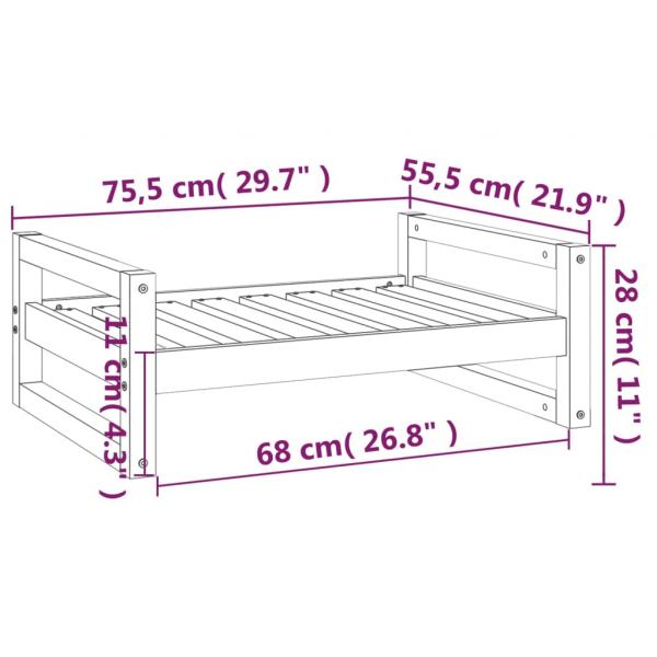 Hundebett Weiß 75,5x55,5x28 cm Massivholz Kiefer