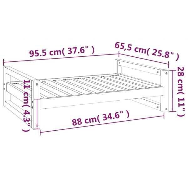 Hundebett Weiß 95,5x65,5x28 cm Massivholz Kiefer