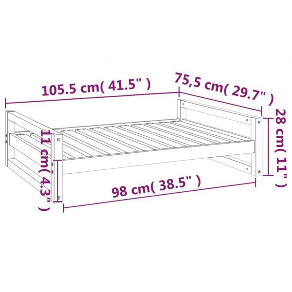 Hundebett Schwarz 105,5x75,5x28 cm Massivholz Kiefer