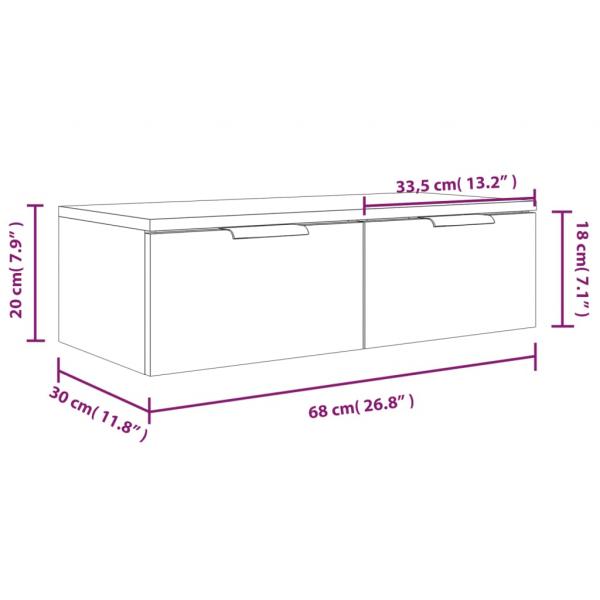 Wandschränke 2 Stk. Braun Eichen-Optik 68x30x20cm Holzwerkstoff