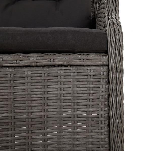 Gartenbank 2-Sitzer mit Kissen Schwarz Poly Rattan