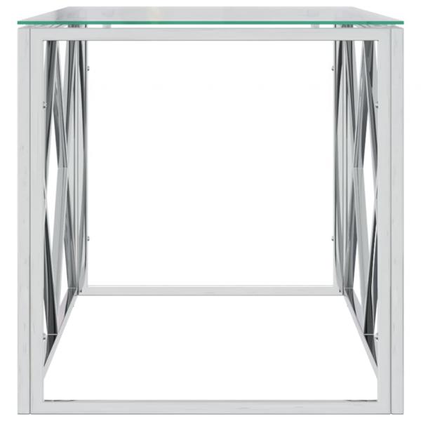 Couchtisch 110x45x45 cm Edelstahl und Glas