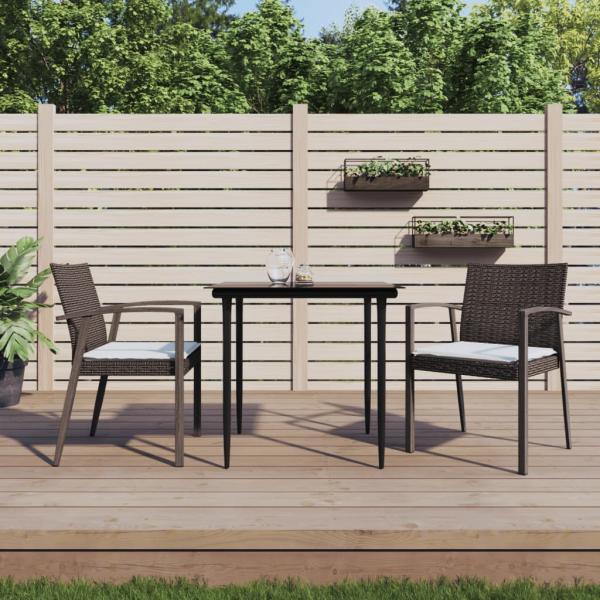 ARDEBO.de - Gartenstühle mit Kissen 2 Stk. Braun 56,5x57x83 cm Poly Rattan