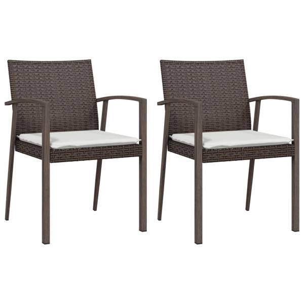 Gartenstühle mit Kissen 2 Stk. Braun 56,5x57x83 cm Poly Rattan