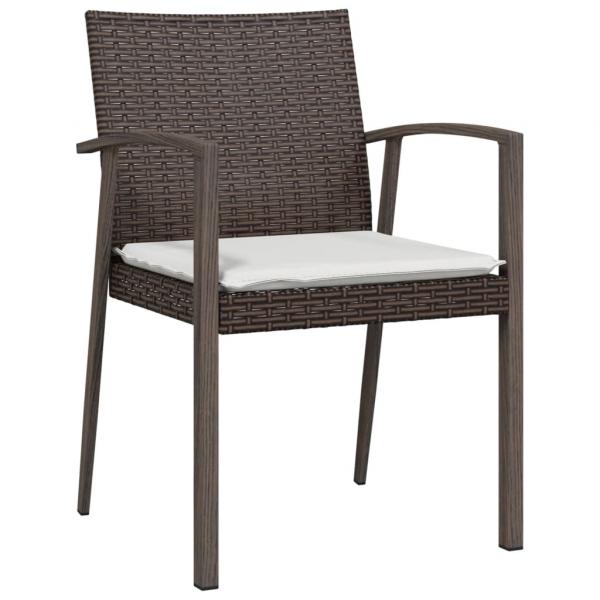 Gartenstühle mit Kissen 2 Stk. Braun 56,5x57x83 cm Poly Rattan